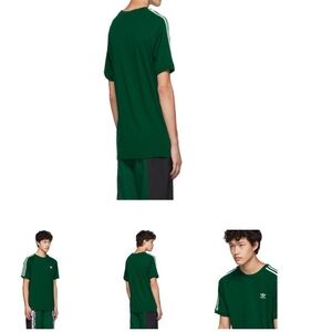 Adidas Originals Dark Green 3 Stripe Short Sleeve BLC 3-S Tee ED5956 T-Shirt L